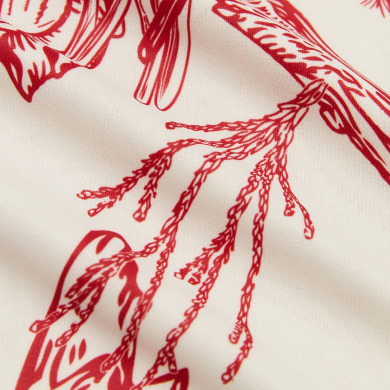 Womens Printed Polo Red Botanical