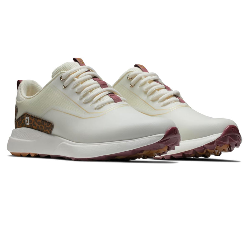 Womens Performa Spikeless Golf Shoes Cream/Leopard