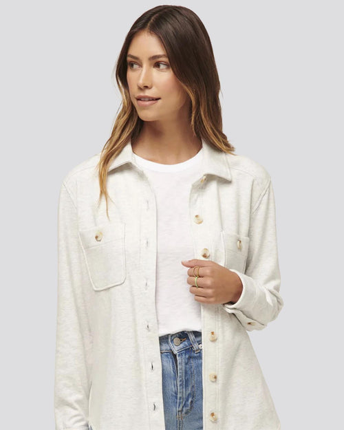 Womens Cloud Shacket Heather Light Gray