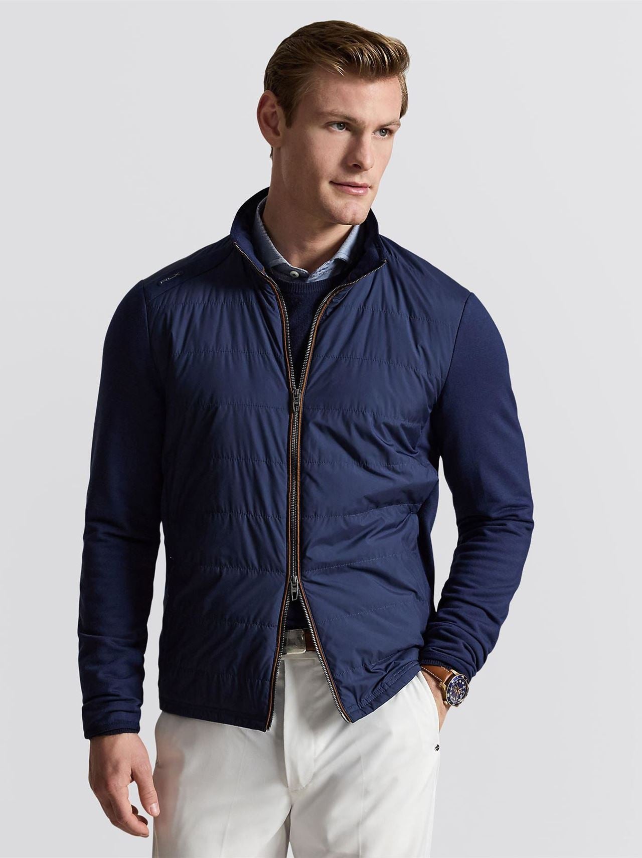 RLX Hybrid Mock Neck Full Zip Jacket Refined Navy