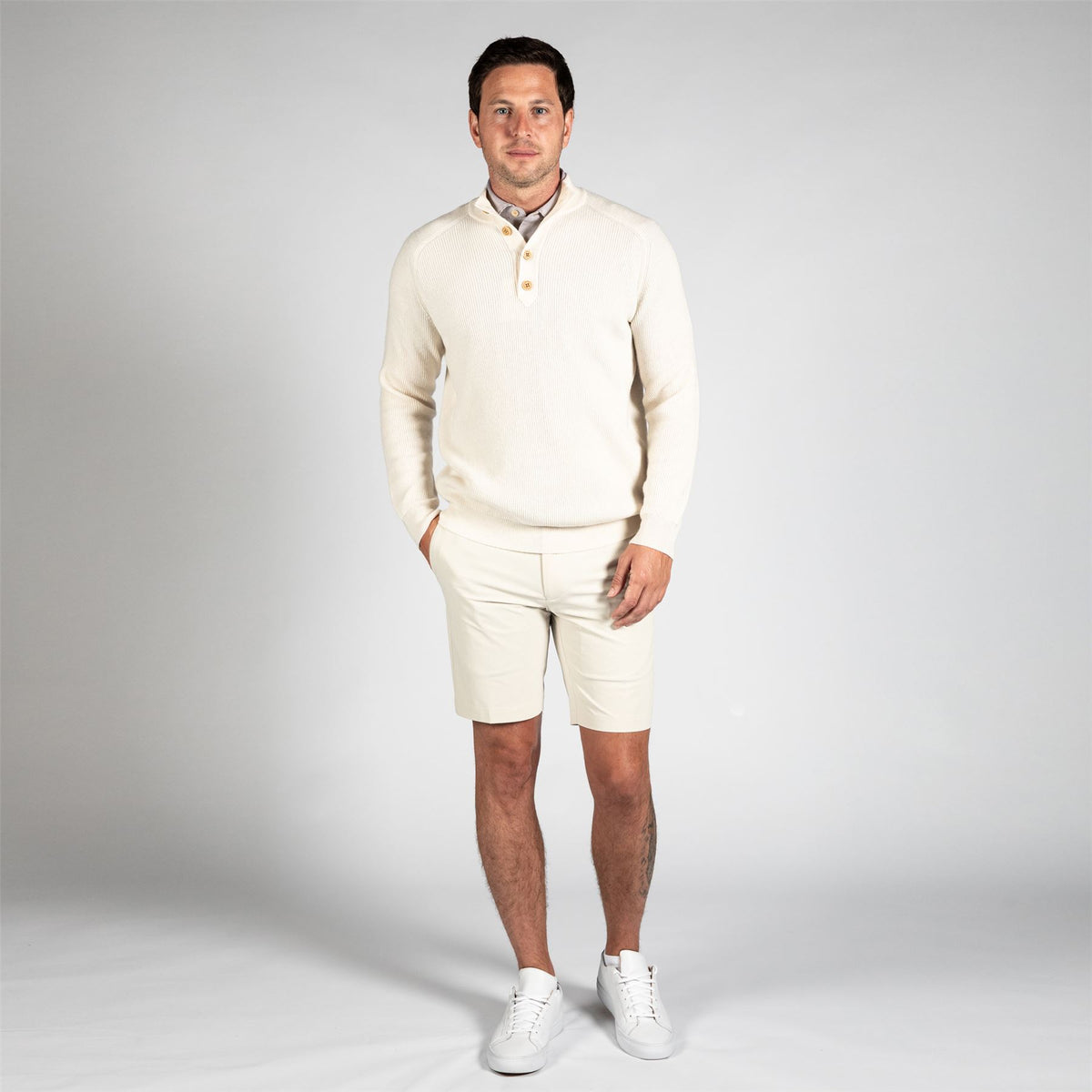 Brant Button Mock Neck Sweater Winter Ivory