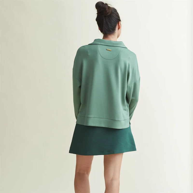 Womens Polo V-Neck Top Chive