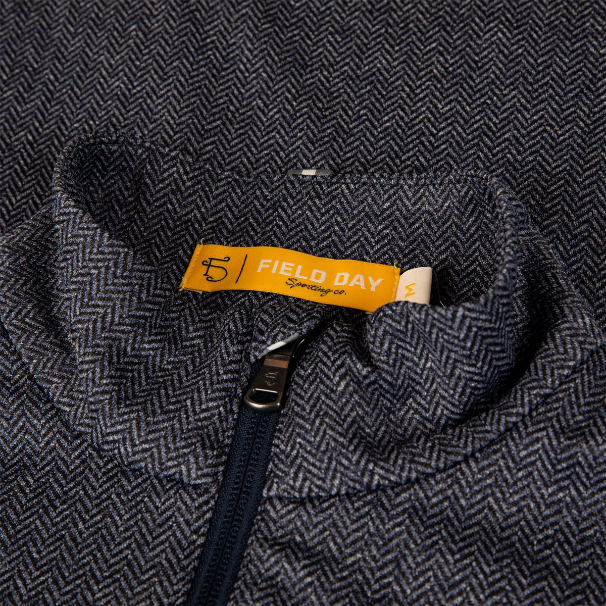 Palmer Performance Quarter Zip Mid Layer Navy Herringbone