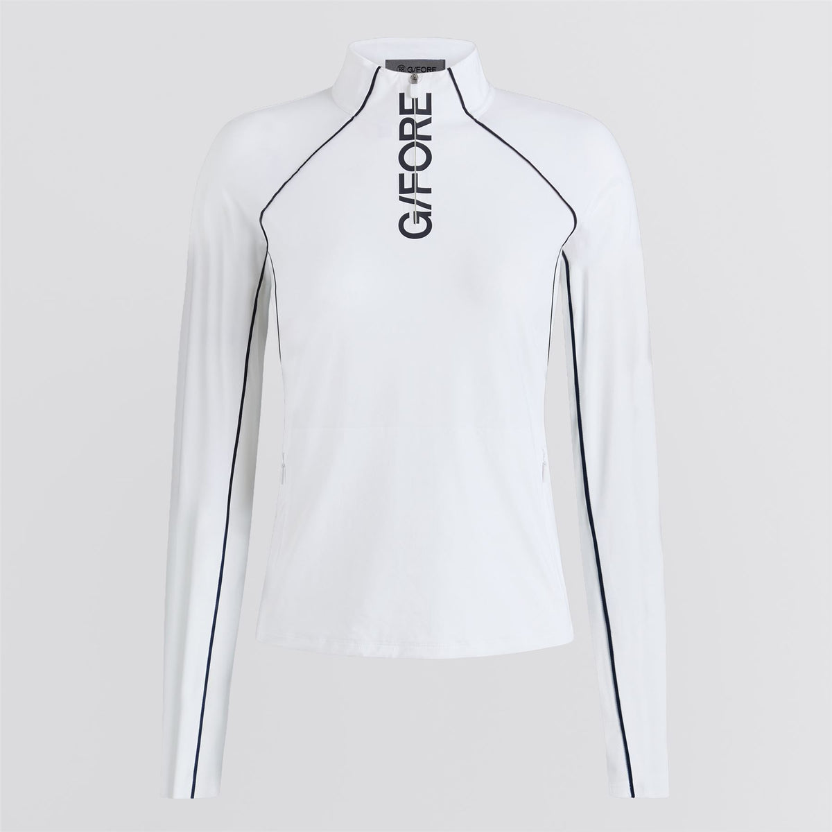 Contrast Mesh Silky Tech Nylon Quarter Zip Pullover Snow