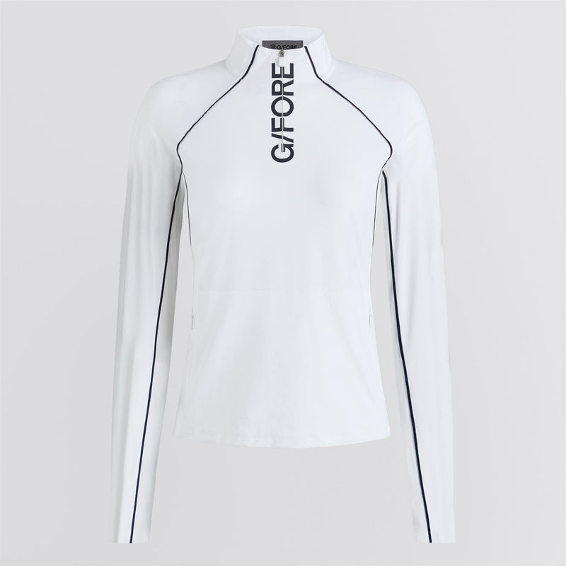 Contrast Mesh Silky Tech Nylon Quarter Zip Pullover Snow