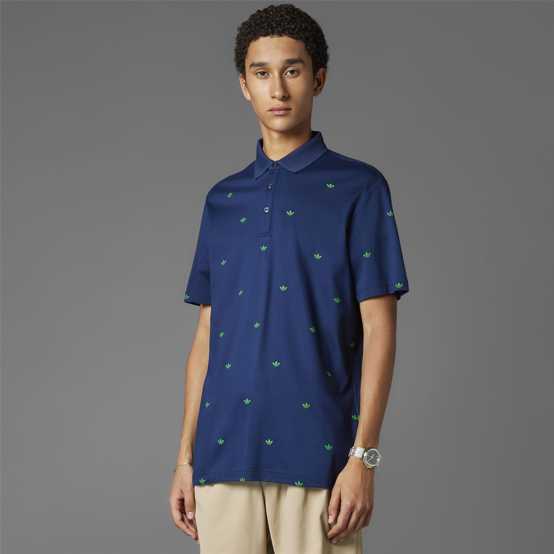 Printed Trefoil Polo Night Indigo