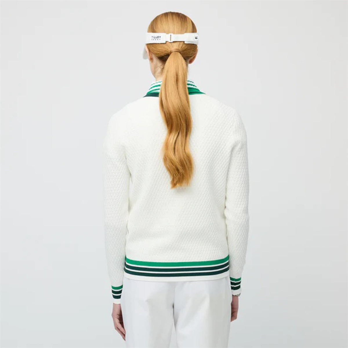 Womens Sport V-Neck Sweater White/Sport Green