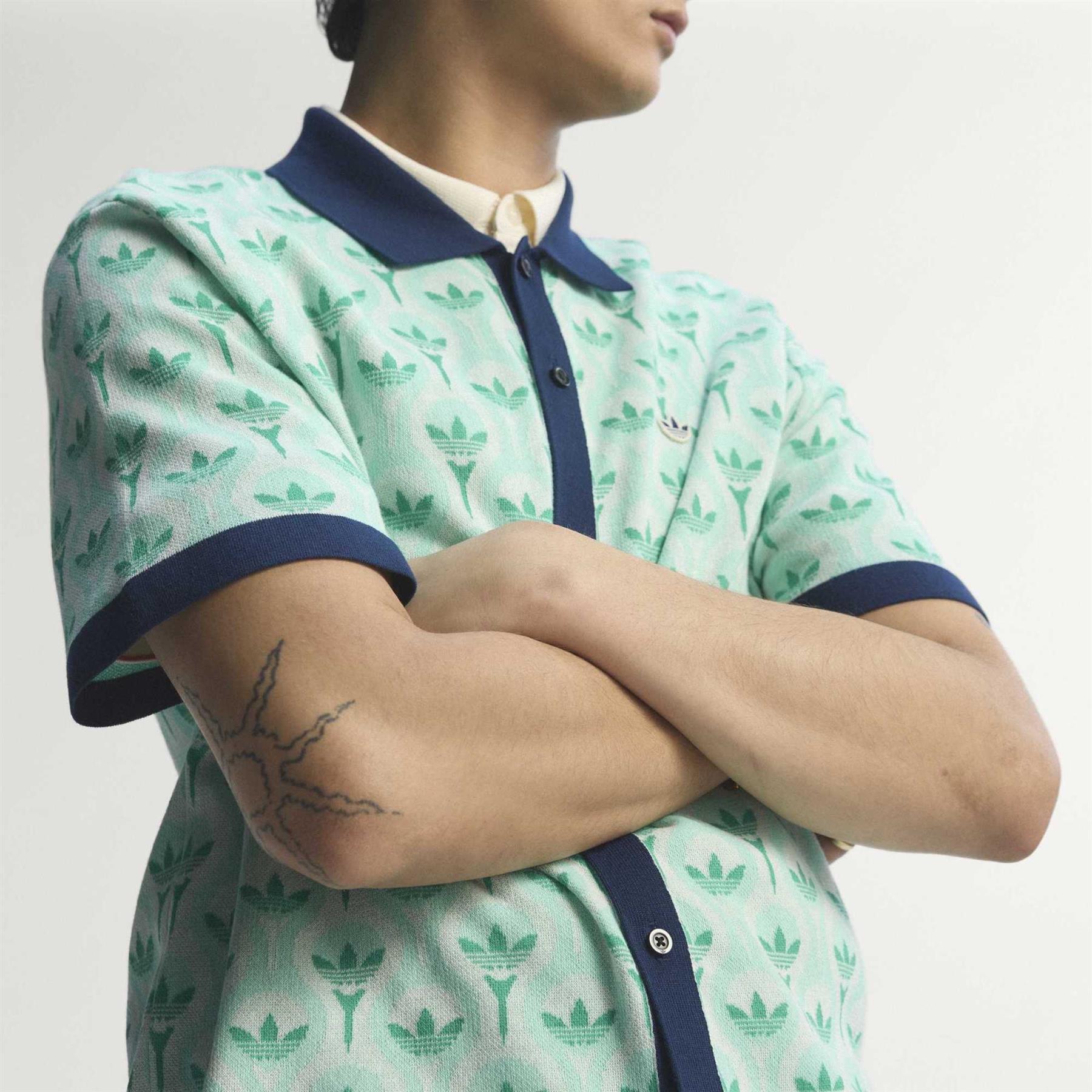 adidas Golf Originals Originals Knit Polo White/Clear Mint/Court