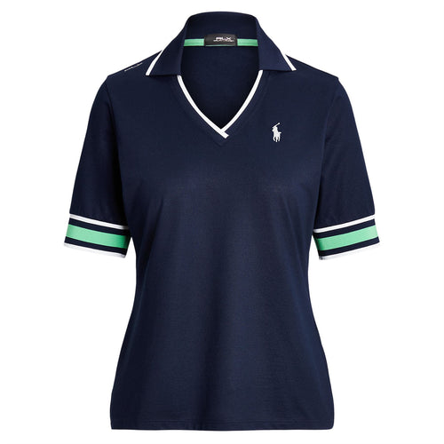 Womens Tailored Fit Cricket Polo Shirt Refined Navy/Course Green/Ceramic White - SS24
