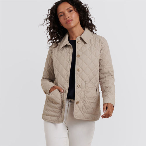 Womens Blythe Diamond Quilted Travel Jacket Pebble