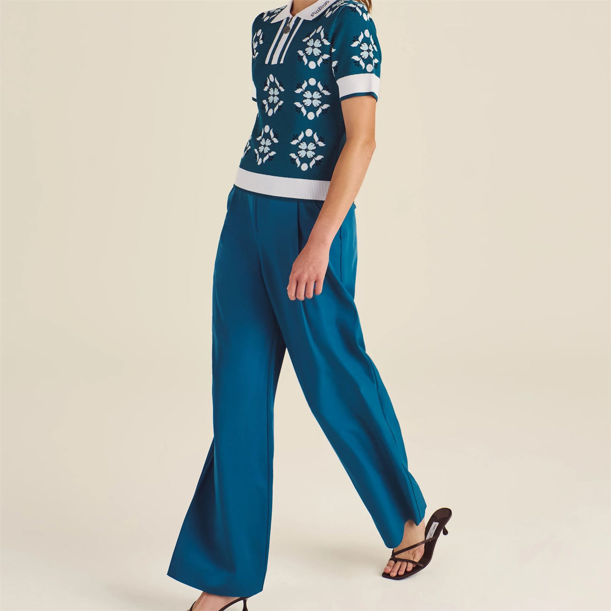 Womens Emilia Pleated Pants Ocean Multi