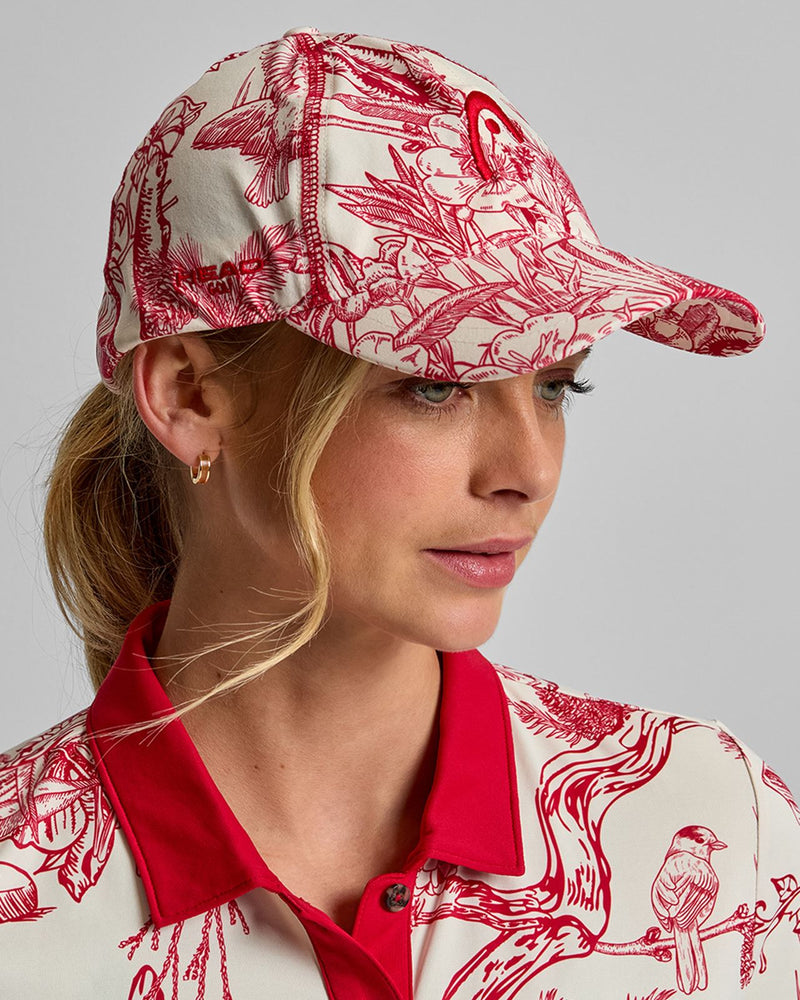 Womens Technical Cap Red Botanical