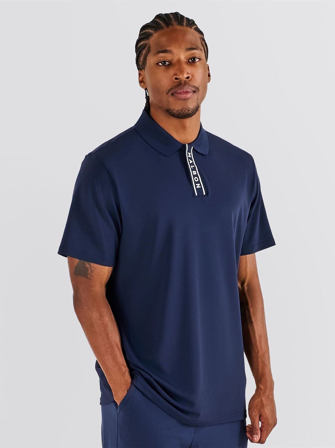 Evergreen Block Placket Polo Navy