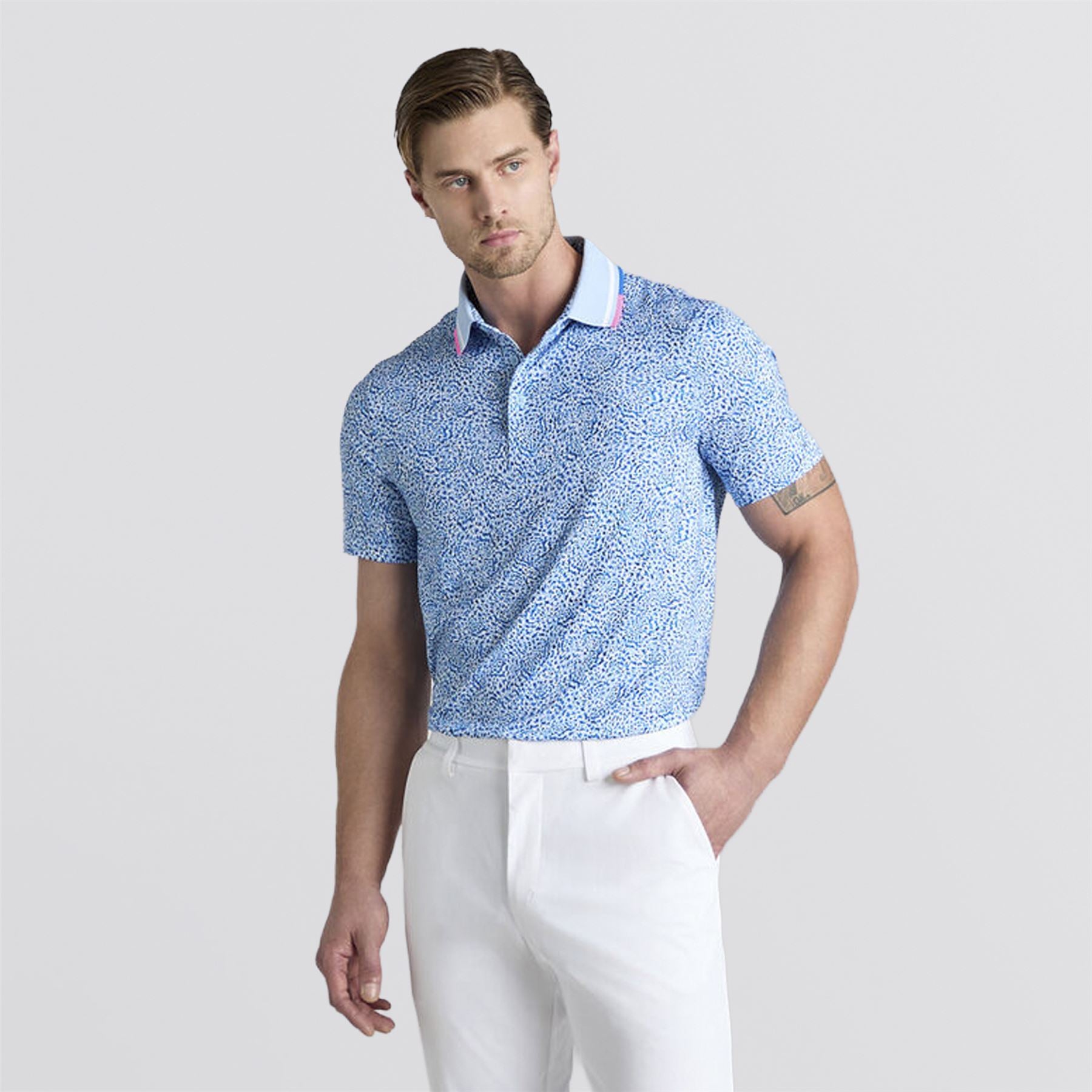 Fireworks Print Tech Jersey Polo Baja