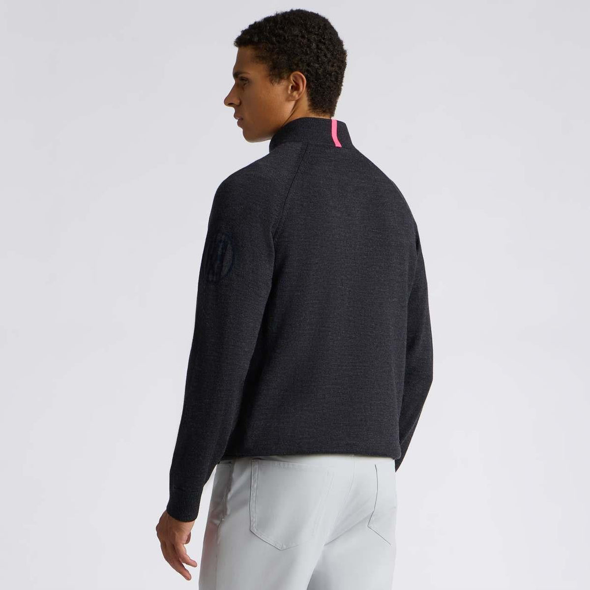 Circle G Merino Wool Quarter Zip Charcoal Melange/Twilight