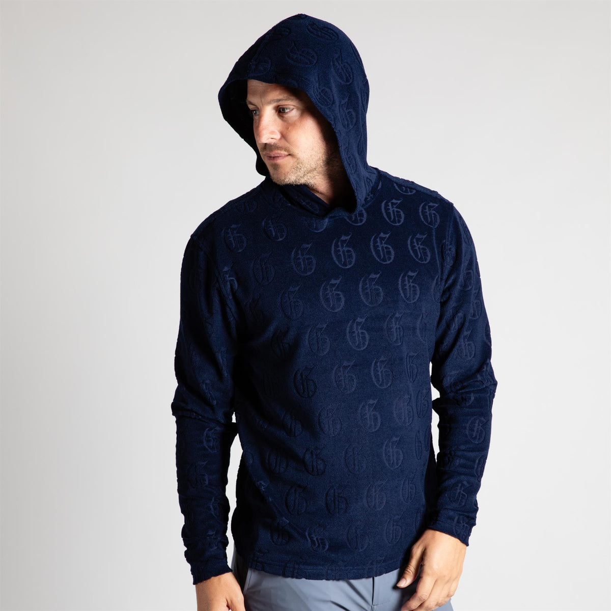 Old English G Jacquard Terry Hoodie Maltese Blue