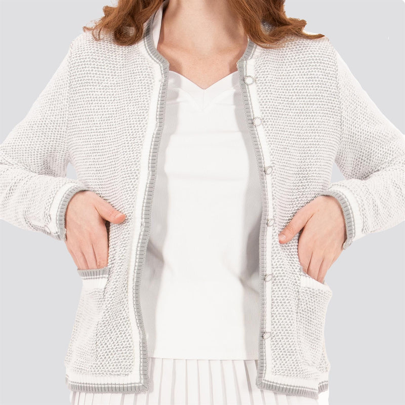 Womens Boucle Knit Jacket White/Grey