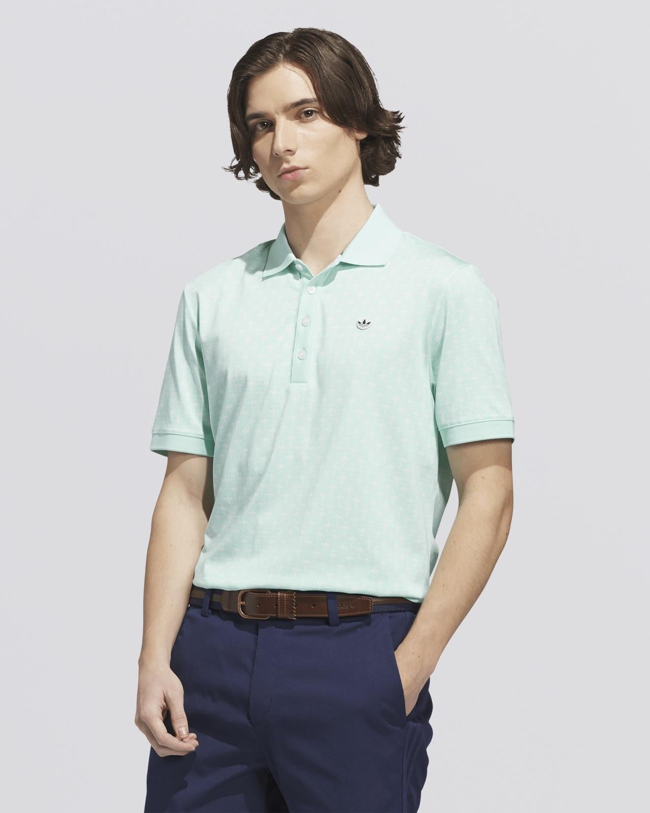 Originals All Over Trefoil Polo Clear Mint/Chalk White