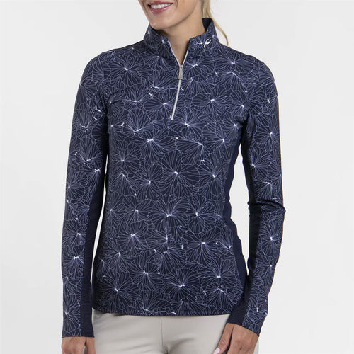 Womens Sunshine Printed Half Zip Mid Layer Atlanta Blue/White