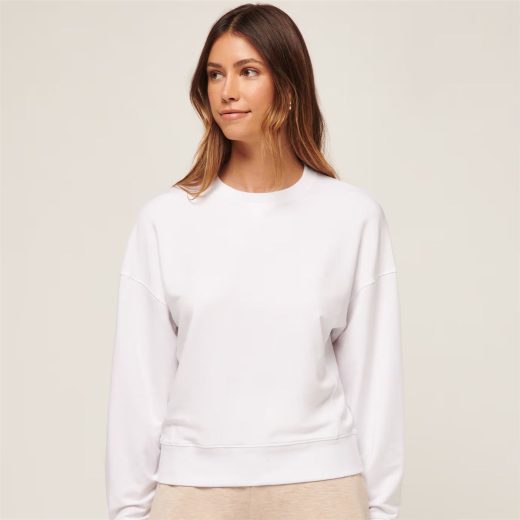 Womens Cloud Terry Crew Knit White