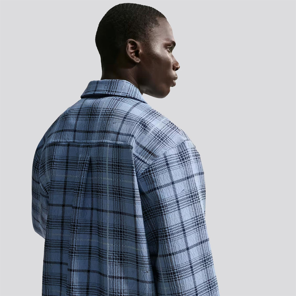 Tartan Loose Golf Jacket Work Blue/Black