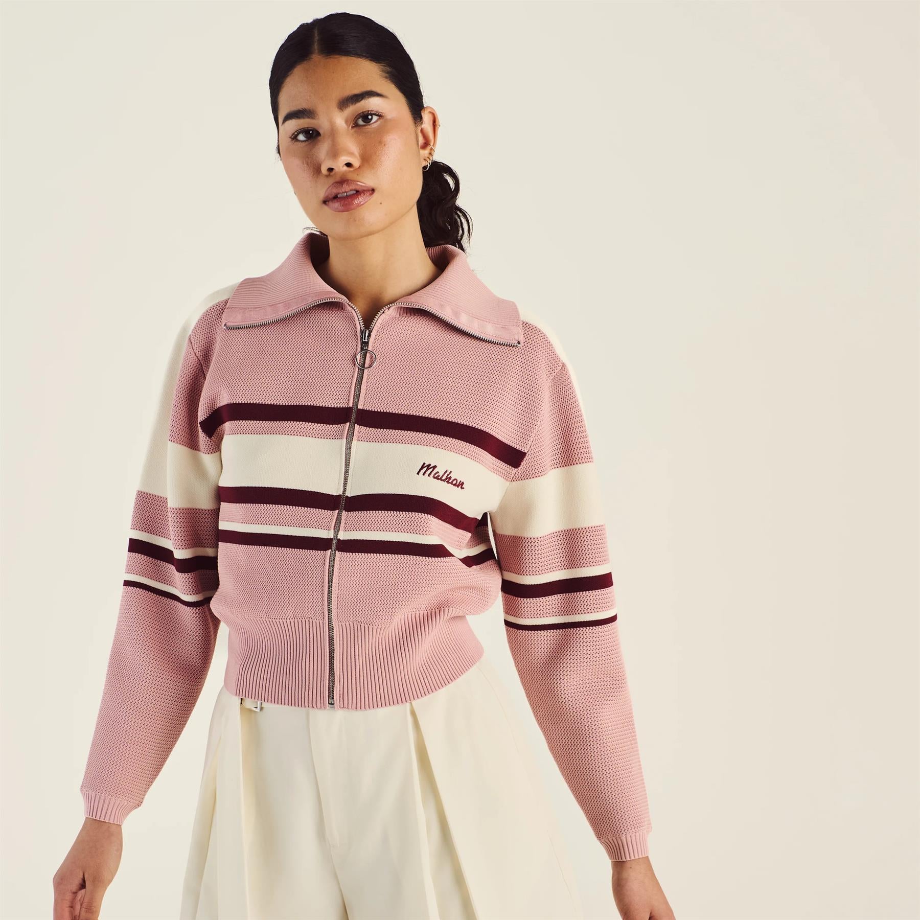 Malbon Golf Simona Zip Up Jacket Rose | TRENDYGOLF USA