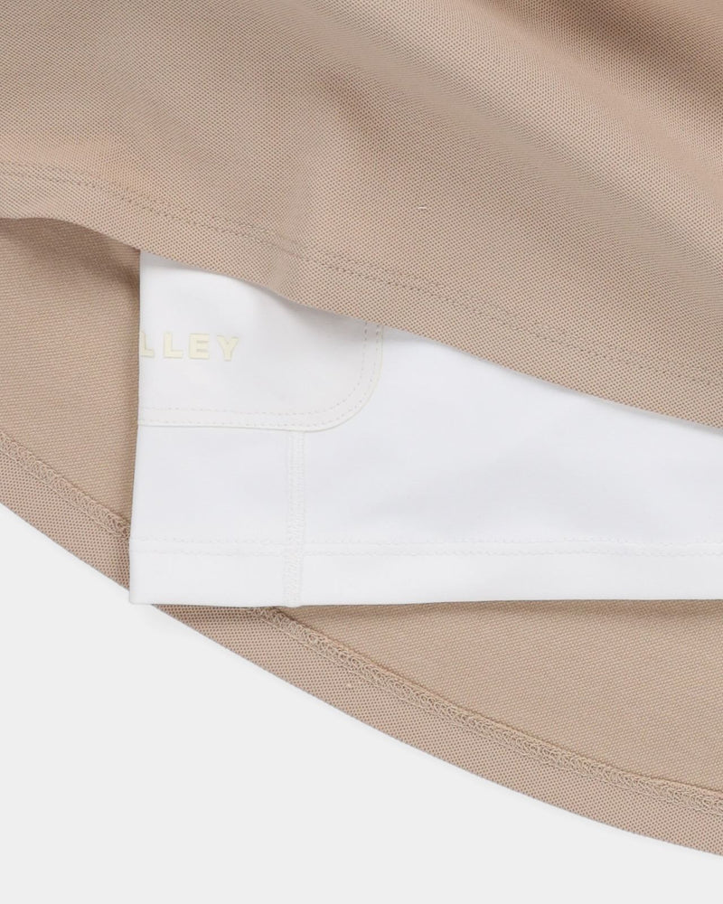 Womens Preppy Pique Mini Skirt Tan/Chocolate