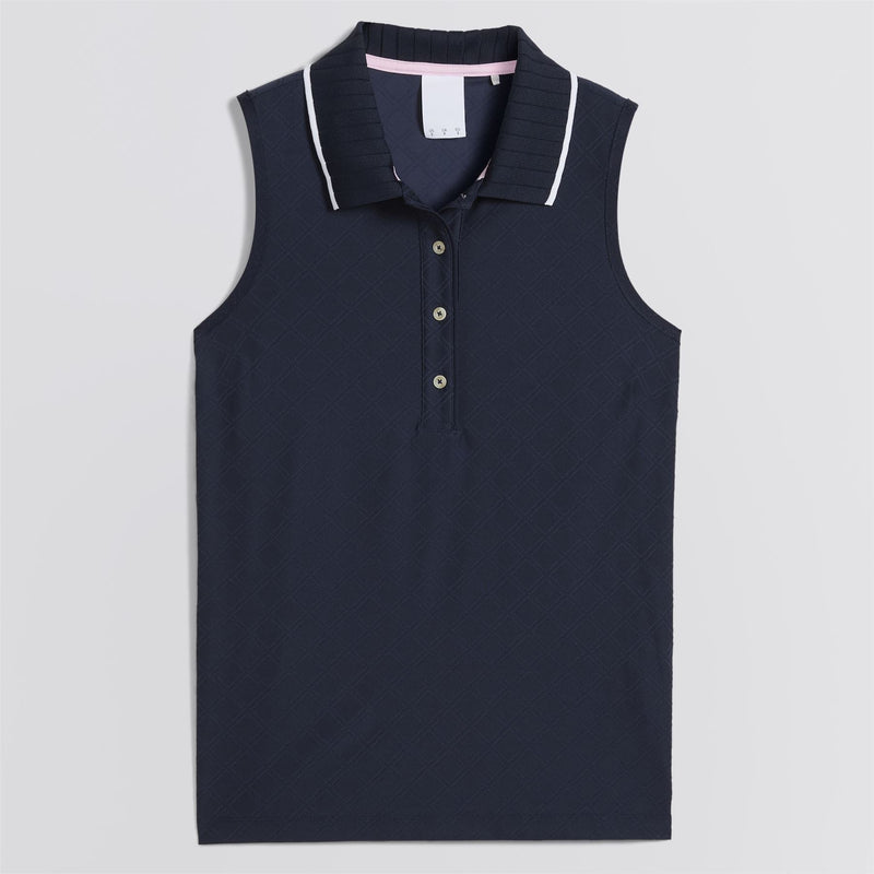 x AP Womens Jacquard SL Polo Deep Navy