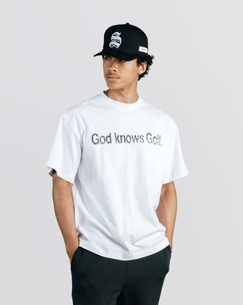 Students Golf God Knows T-Shirt White | TRENDYGOLF USA