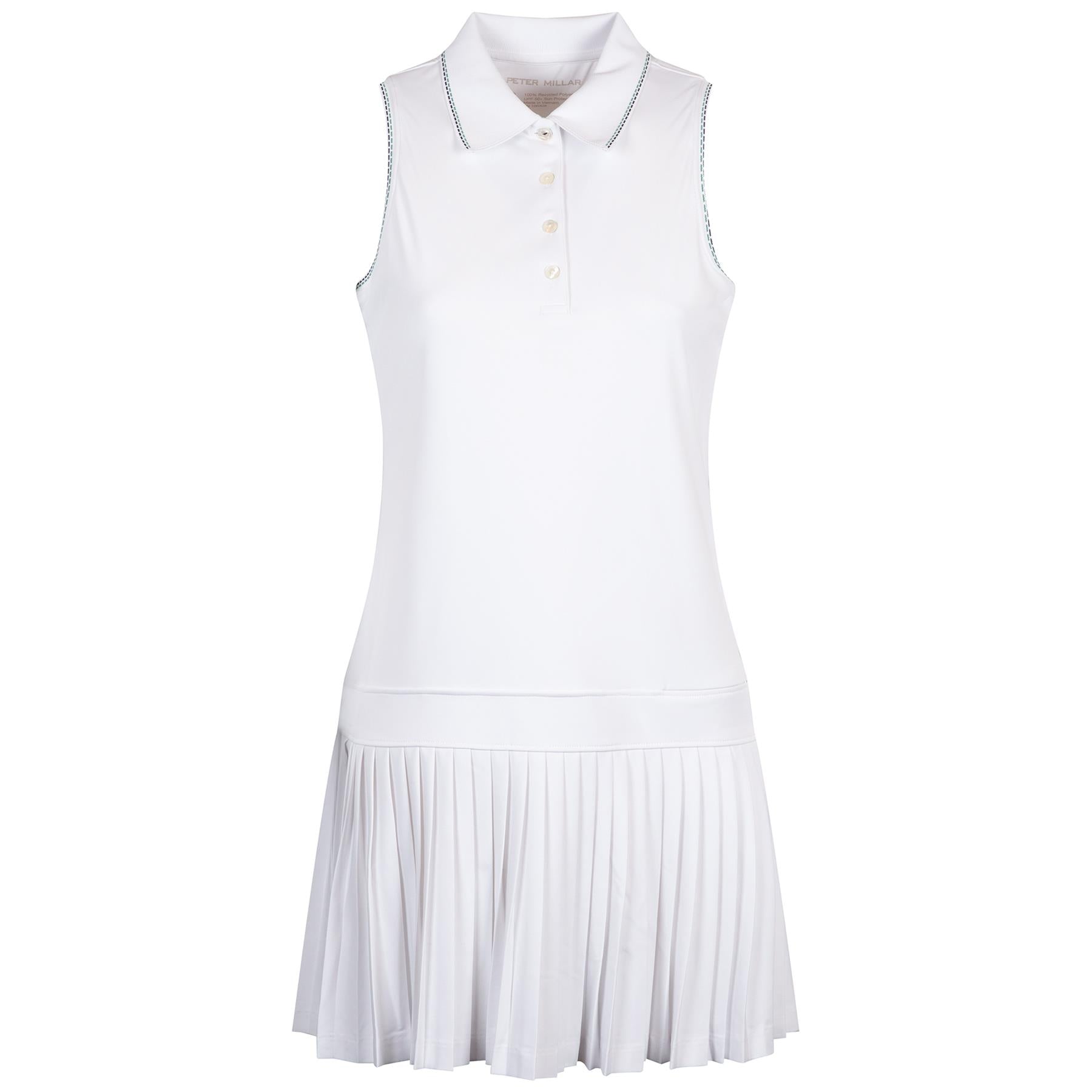 Peter Millar McKane Drop Waist Pleated Dress White
