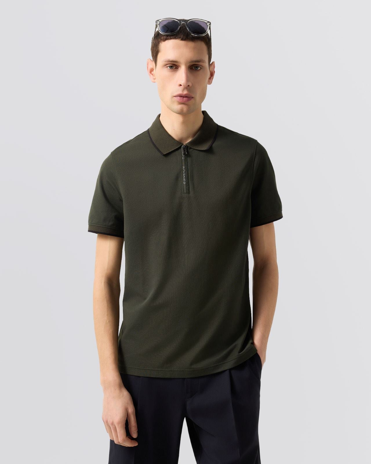 Timo-10 Zip Polo Shirt Kalamata Green