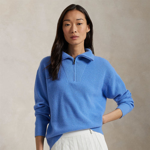 Womens RLX Cashmere Half Zip Summer Blue Navy