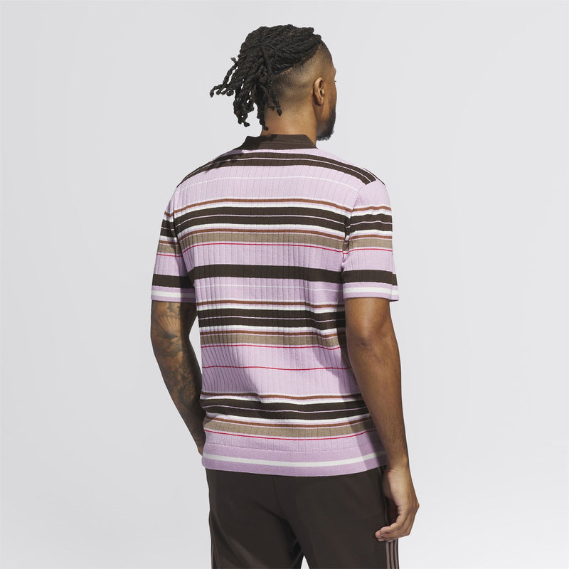 Orignals Knit Stripe Polo Bliss Lilac/Dark Brown