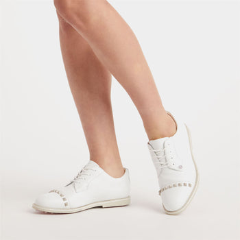 G/FORE Gallivanter Pebble Leather Stud Cap Toe Golf Shoe Stone