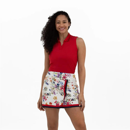 Womens Faux Wrap Skirt White Multi Floral