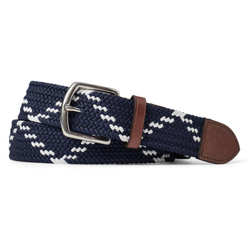 Ralph Lauren RLX Braided Stripe Belt Navy/White | TRENDYGOLF USA