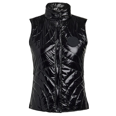 Womens Quilted Nylon Coated Merino Wool-Lined Snap Vest Onyx - AW23