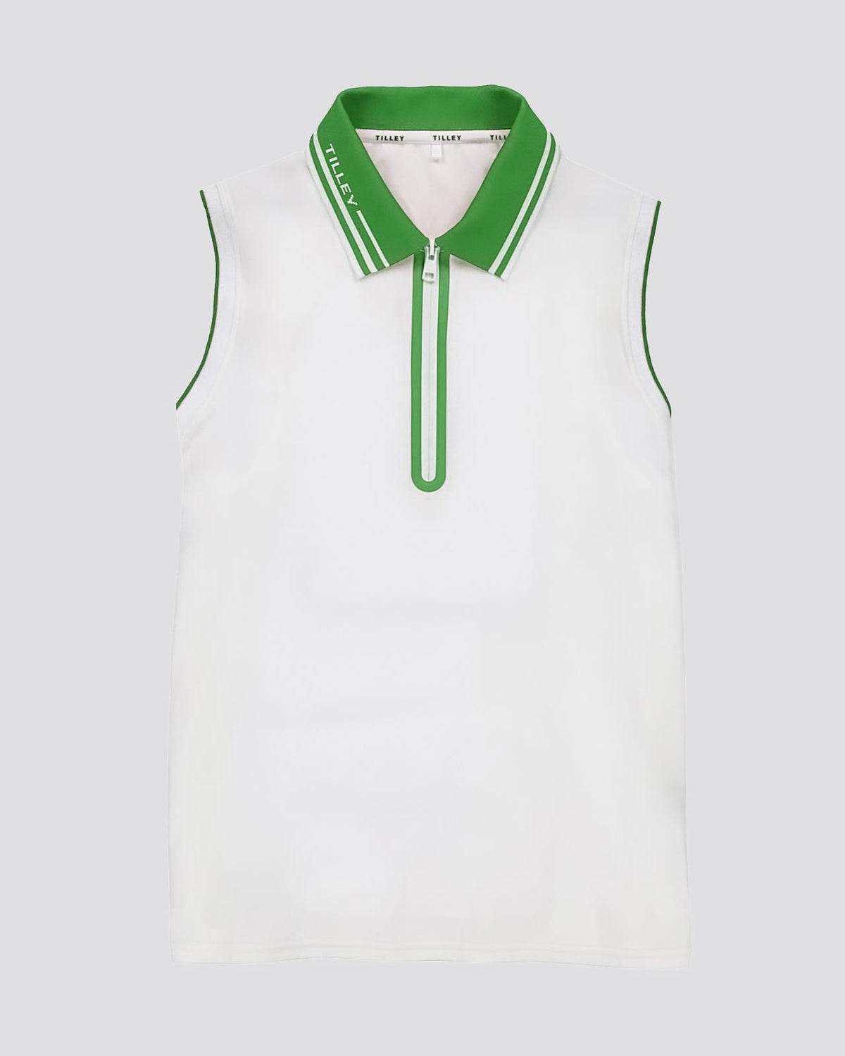 Womens Tech Jersey SL Zip Polo White/Sport Green