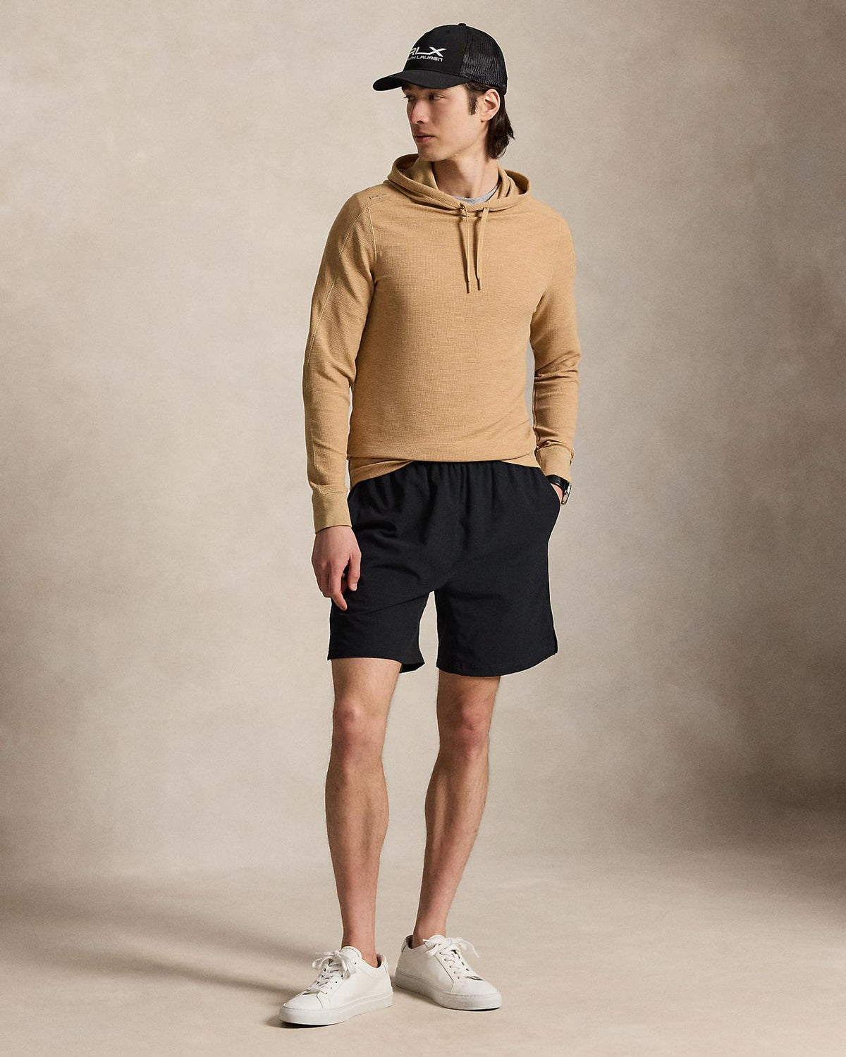 RLX Performance Tech Waffle Knit Hoodie Classic Camel Heather