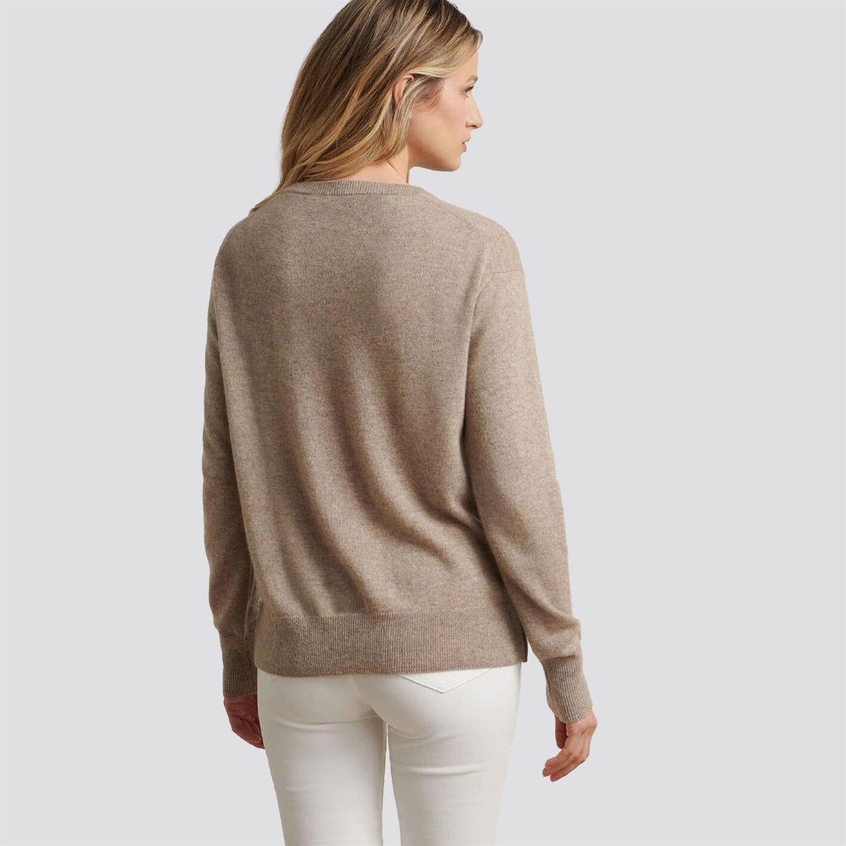 Womens Heritage Cashmere Crewneck Sweater Pebble