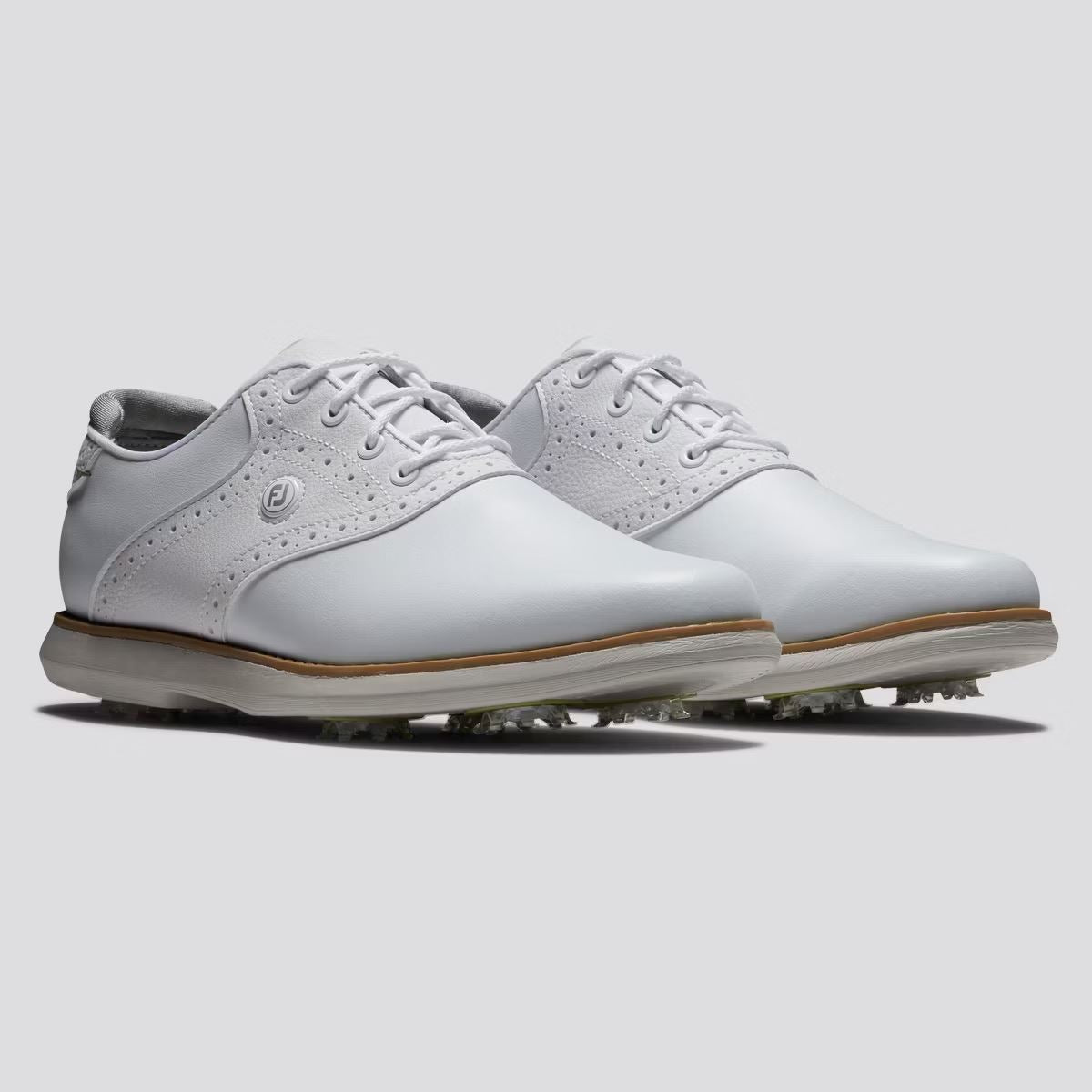 Womens FJ Traditions Cleated Laced Golf Shoes White/Grey