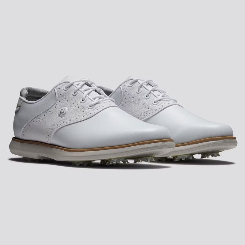 Womens FJ Traditions Cleated Laced Golf Shoes White/Grey
