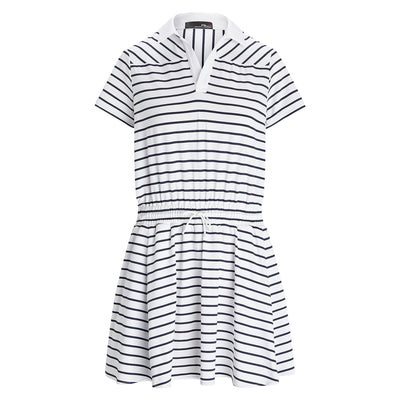 Womens Striped Stretch Jersey Polo Dress Blue/White - SS23