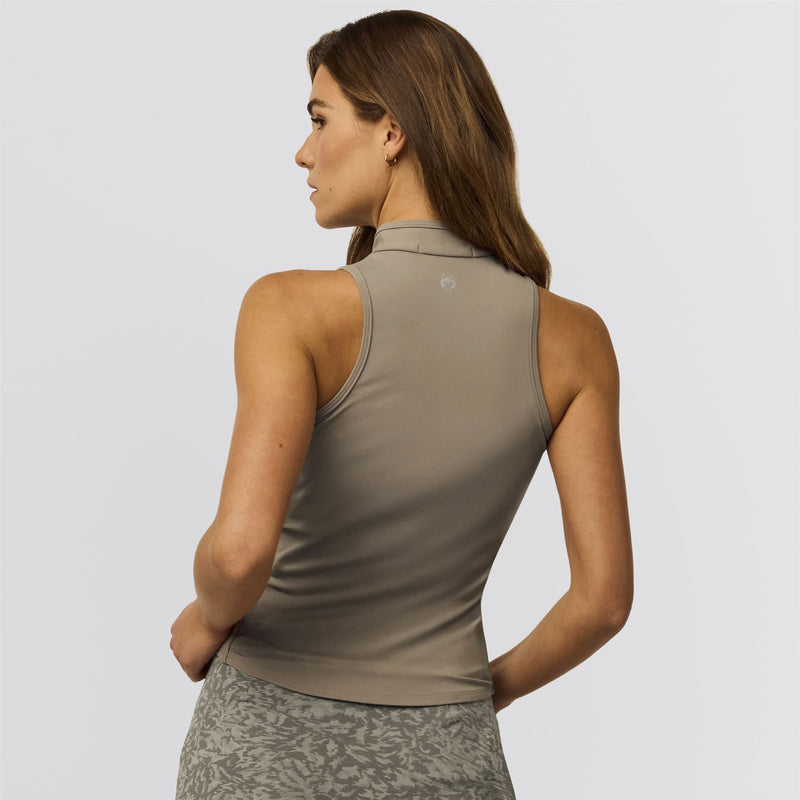 Womens Sleeveless Vesta Mock Neck Polo
