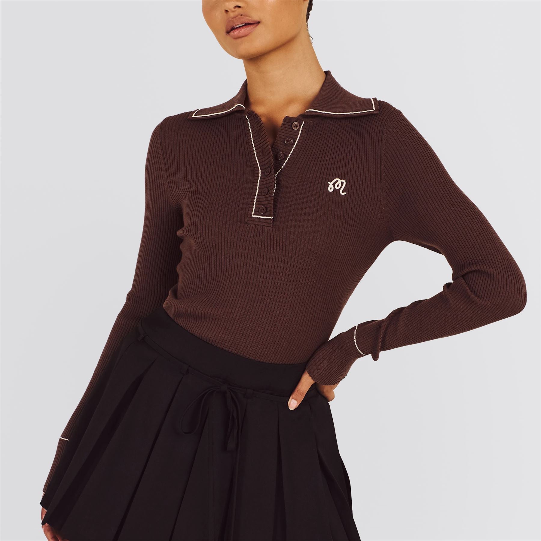 Womens Agatha Knit Polo Mahogany