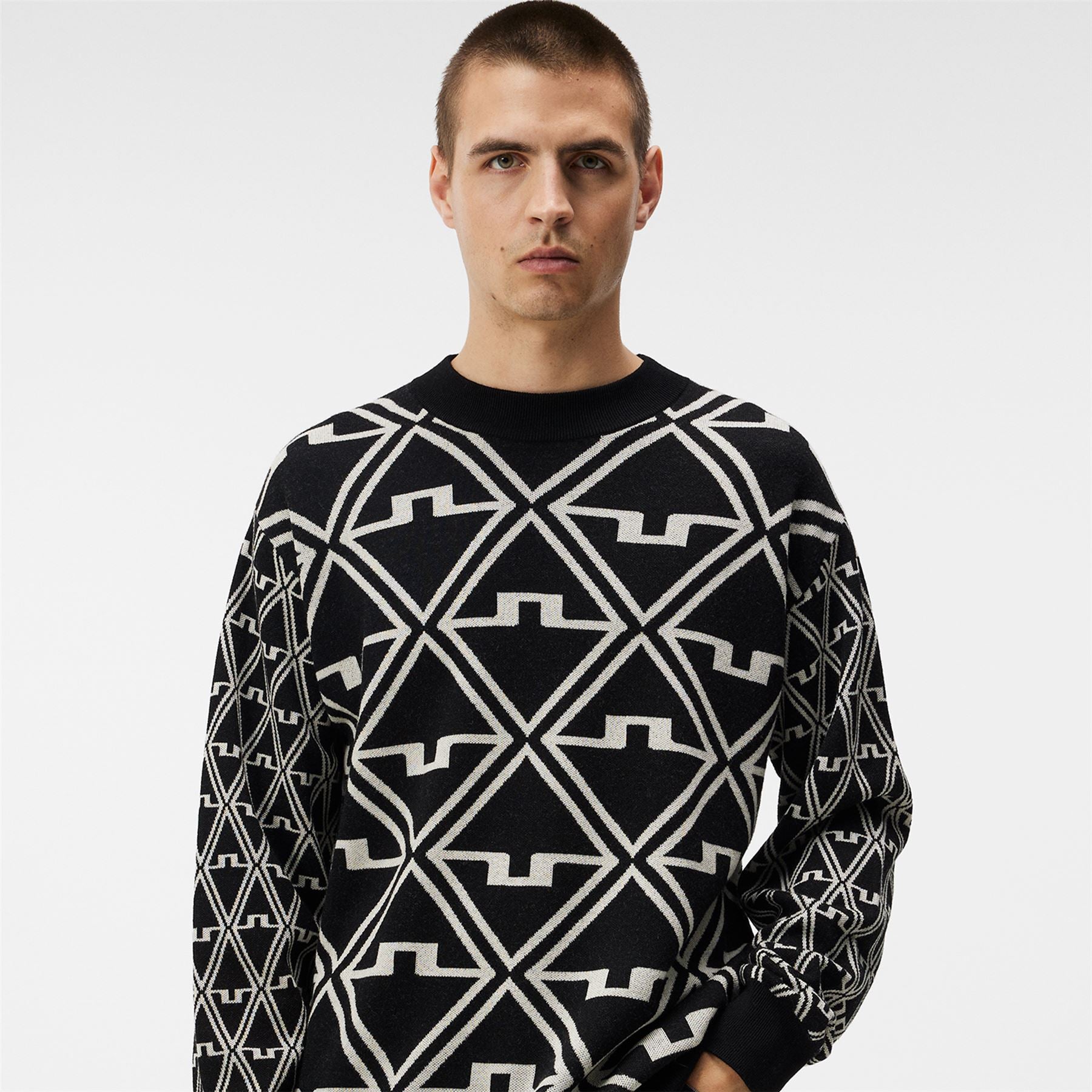 J.Lindeberg Isaac Jacquard Knitted Sweater Black | Knitwear