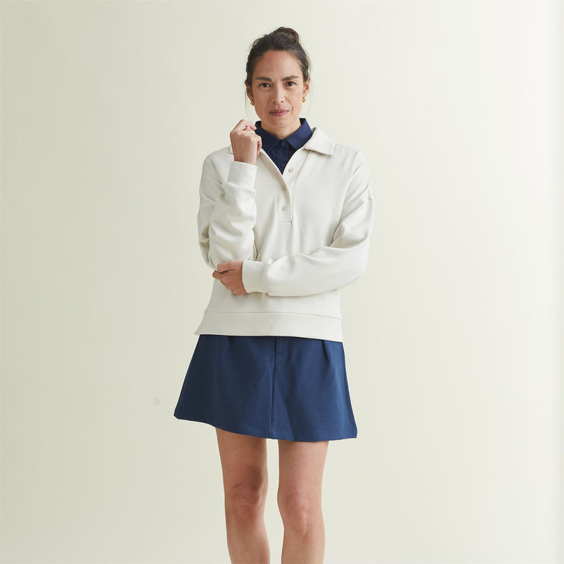 Womens Polo V-Neck Top Silver Birch