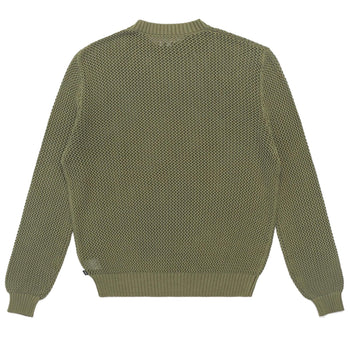 Malbon Golf Pigment Dyed Fishnet Sweater Military Green