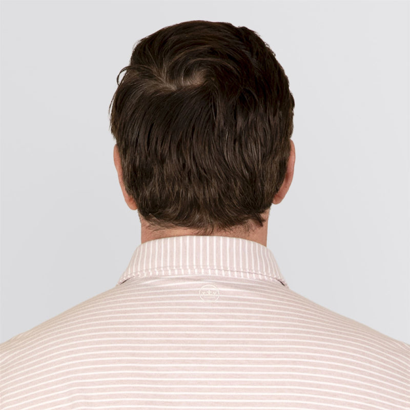 Albatross Stripe Cotton-Blend Pique Polo Faded Scarlett