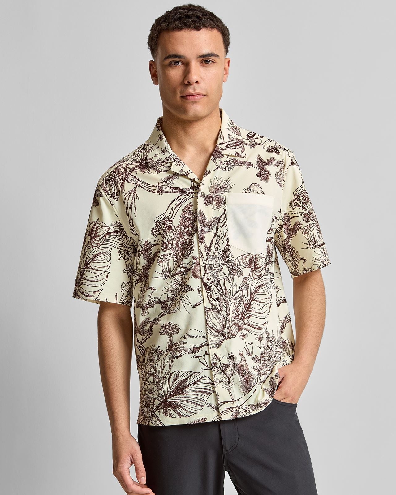 Short Sleeve Shirt Brown Botanical